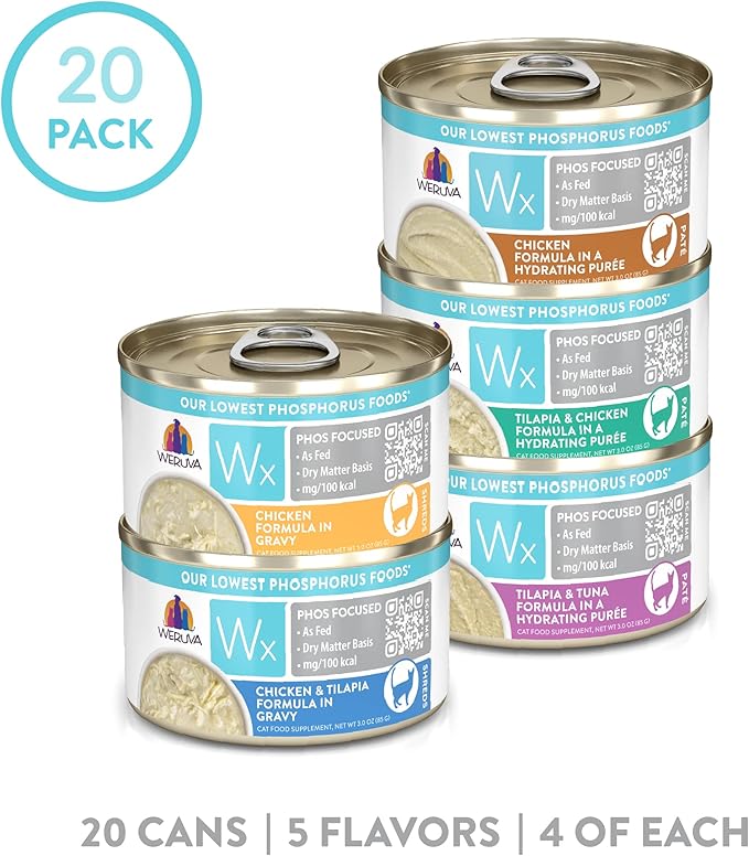 Weruva Wx Phos Focused Variety Pack, Canned Cat Food, 3.oz (20 Count)