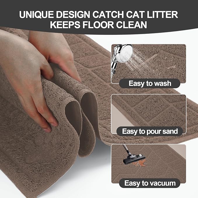 Cat Litter Mat, Litter Trapping Mat Soft on Kitty Paws, 35" x 24" Kitten Litter Box Mat for Cleaner Floors, Waterproof, Easy Clean, Durable Large Size Cat Litter Pad for Kitten.