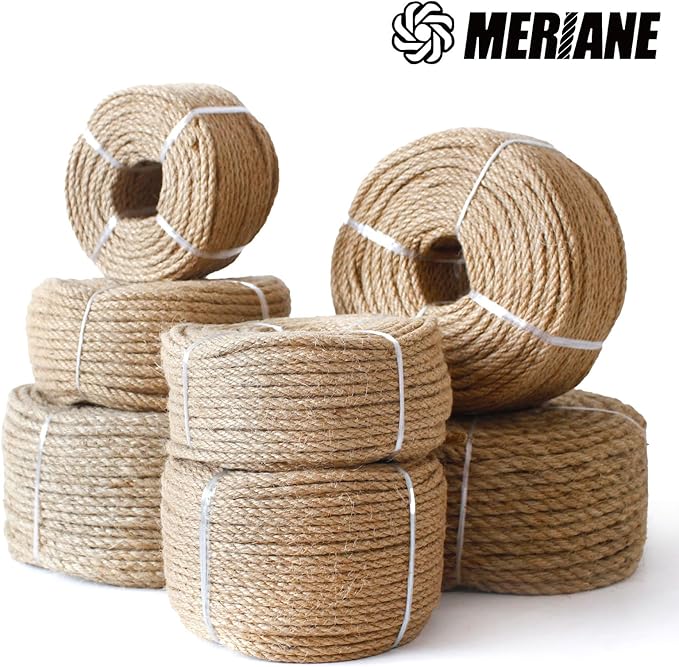 6mm 164 Feet Nature Jute Twine, Jute Rope for Cat Scratching Post DIY Arts Crafts Gardening Bundling Home Decor