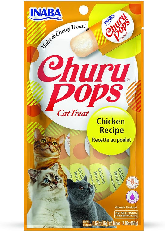 INABA Churu Pops Moist and Chewy Cat Treat Chicken Recipe 4 Tubes