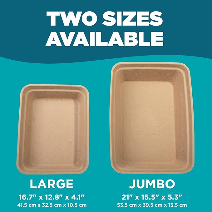Disposable Litter Box: 5-Pack/Large - Disposable Litter Box for Cats, Rabbits, Guinea Pigs, or Travel - Extra Thick, Very Sturdy, Odor & Leak Resistant & Biodegradable