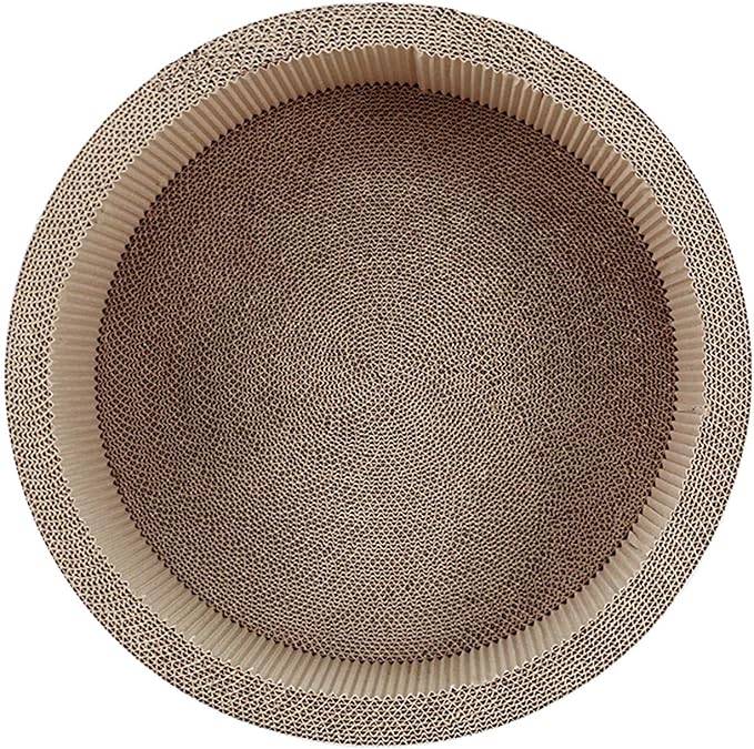 FluffyDream ScratchMe Cat Scratcher Post & Board, Round Cat Scratching Lounge Bed, Durable Pad Prevents Furniture Damage, 17.32'' x 17.32''x 6.11''