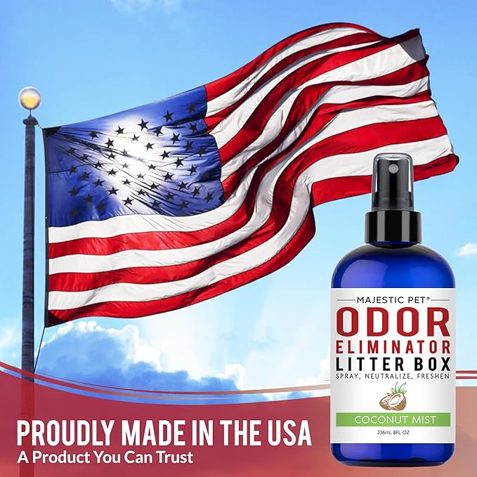 Majestic Pet Litter Box Deodorizer 8 FI Oz – Cat Litter Box Odor Eliminator - Litter Odor Eliminator Works on all Litter Types – Cat Litter Box Air Freshener-Cat Litter Deodorizer Spray Coconut Mist