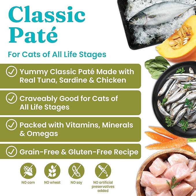 Solid Gold Flavorful Feast Wet Cat Food - Tuna & Sardine Pate - Canned Cat Food, 3 Pack