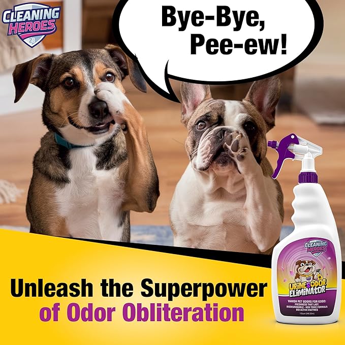 Pet Carpet Cleaner & Urine Odor Eliminator for Strong Odor - 32oz Enzyme Cleaning Spray for Cat & Dog Pee - Spot Cleaner for Carpet Upholstery, Marble, Tile, Wood - Carpet Deodorizer