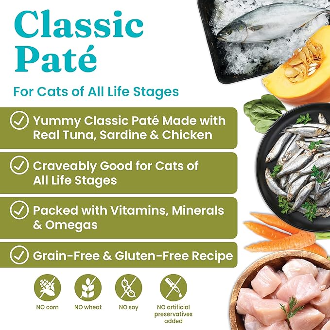 Solid Gold Flavorful Feast Wet Cat Food - Tuna & Sardine Pate - Canned Cat Food, 24 Pack