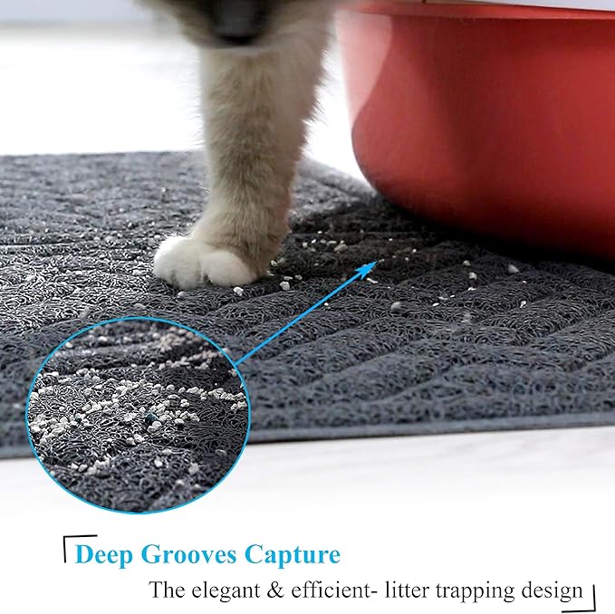 UPSKY Cat Litter Mats 2 Set of Cat Litter Pads, Cat Litter Trap Mats Can Be Spliced and Placed At-Will, Scatter Control for Litter Box, Soft on Sensitive Kitty Paws, Easy to Clean. (24"x 16")