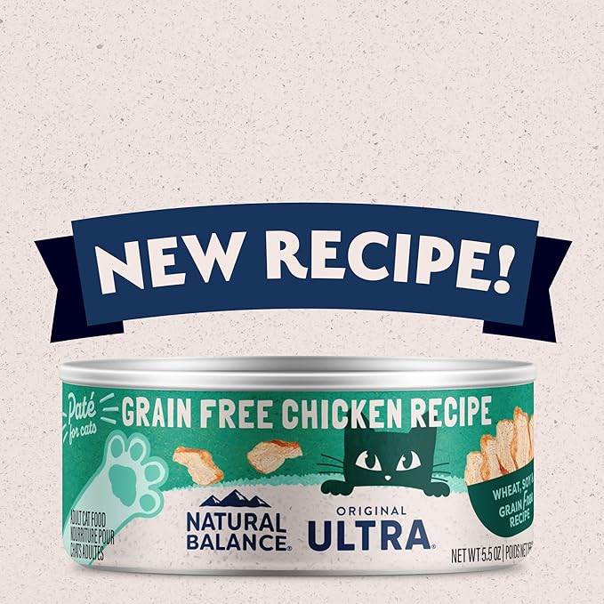Natural Balance Original Ultra Grain Free Adult Wet Canned Cat Food, Chicken Recipe, 5.5 Ounce (Pack of 24)