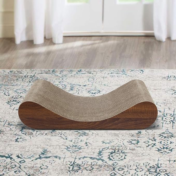 FluffyDream Cat Scratcher Cardboard, Scratching Pad House Bed Furniture Protector, Infinity Shape, Curved (Wood, Bone)