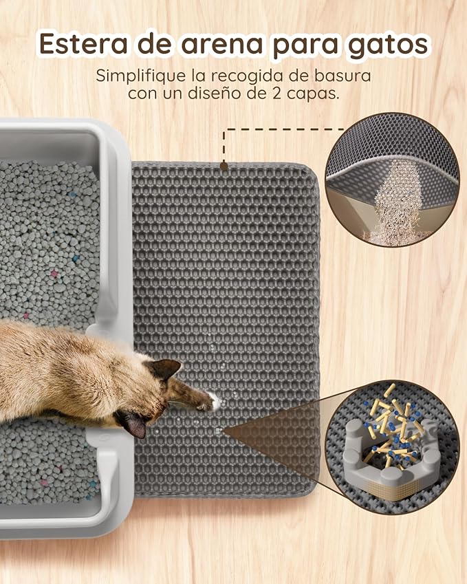 Stainless Steel Litter Box - Cat Metal Litter Box with Splash-Proof Lid, Easy Cleaning & Odor-Less Stainless Steel Cat Litter Box with Double Layer Litter Mat, Litter Scoop, Brush, 20” x14”