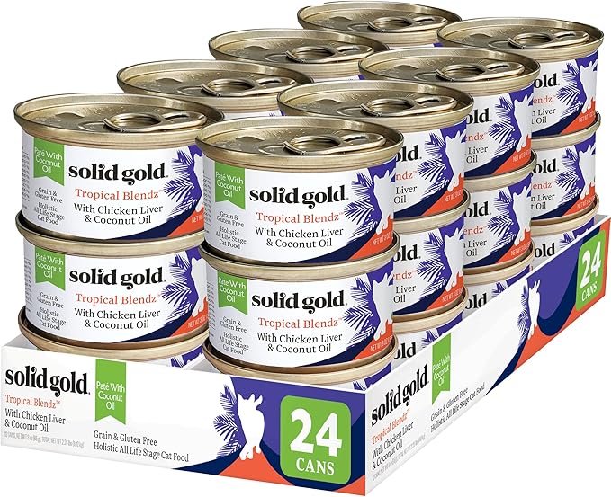 Solid Gold Tropical Blendz Wet Cat Food - Chicken Liver Pate in Coconut Oil - Canned Cat Food, 24 Pack