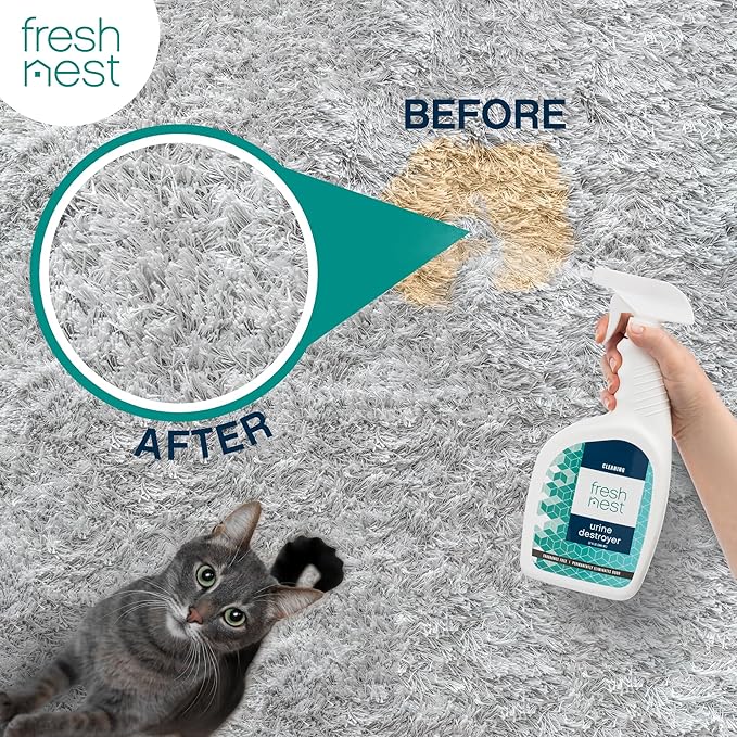 Urine Destroyer - Fragrance-Free Cleaner for Stain and Odor Removal on Wood Floors, Carpets, Mattresses - Ideal for Cats, Dogs, and Pets - Powerful Resolve and Eliminator Formula - 32 Fl Oz