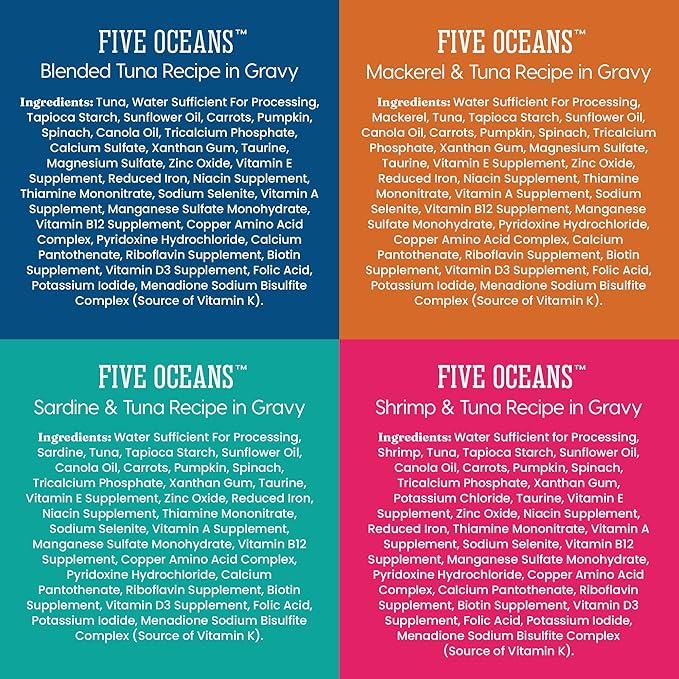 Solid Gold Five Oceans Wet Cat Food Variety Pack - Seafood - Canned Cat Food, 12 Pack