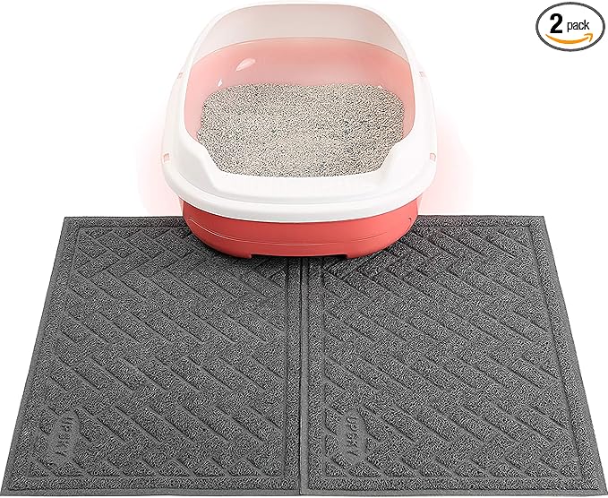 UPSKY Cat Litter Mats 2 Set of Cat Litter Pads, Cat Litter Trap Mats Can Be Spliced and Placed At-Will, Scatter Control for Litter Box, Soft on Sensitive Kitty Paws, Easy to Clean. (24"x 16")