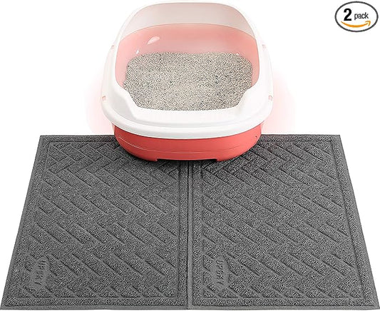 UPSKY Cat Litter Mats 2 Set of Cat Litter Pads, Cat Litter Trap Mats Can Be Spliced and Placed At-Will, Scatter Control for Litter Box, Soft on Sensitive Kitty Paws, Easy to Clean. (24"x 16")
