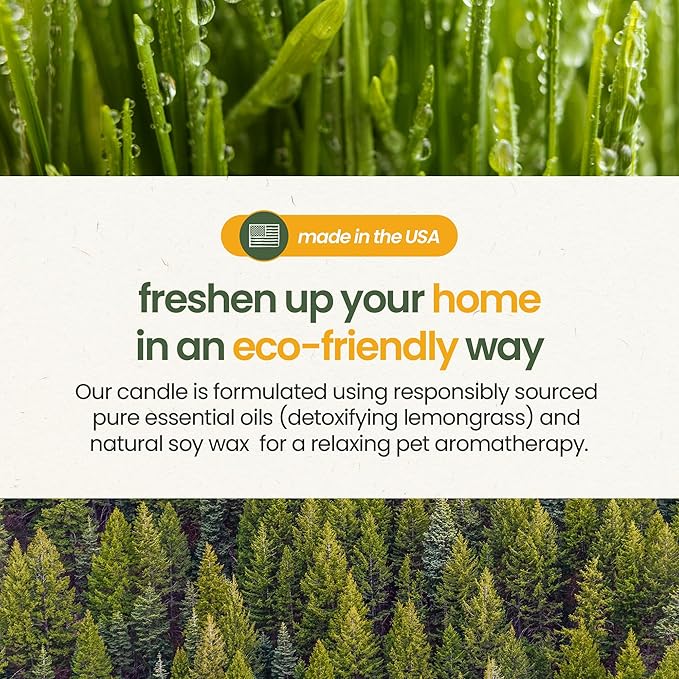 Detoxifying Lemongrass Scented Candles for Home Decor and Pet Odor - Aromatherapy Stress Relief Soy Wax Candles - Pet Odor Eliminator for Home - Pet Friendly