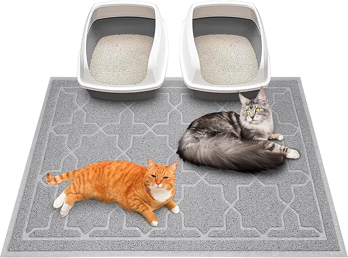 Yimobra Cat Litter Mat, 47"x36" Litter Box Mat with Litter Lock Mesh, Soft Cat Litter Mat Litter Trapping Mat, Easy to Clean, Non-Slip, Water Resistant, Litter Free Floors, Dark Grey
