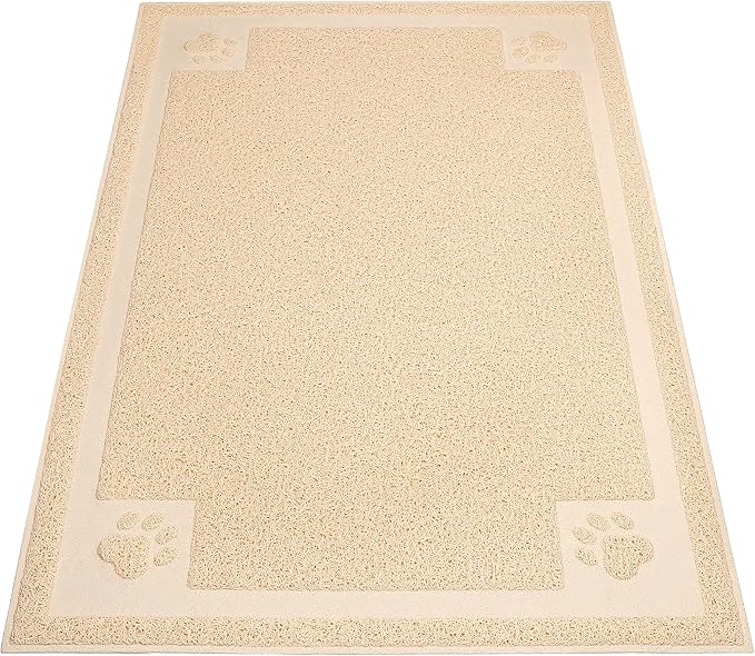 UPSKY Large Cat Litter Mat Trapper 35"×23" Traps Litter from Box and Paws Scatter Control for Litter Box Soft on Sensitive Kitty Paws Easy to Clean (Beige)