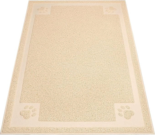 UPSKY Large Cat Litter Mat Trapper 35"×23" Traps Litter from Box and Paws Scatter Control for Litter Box Soft on Sensitive Kitty Paws Easy to Clean (Beige)