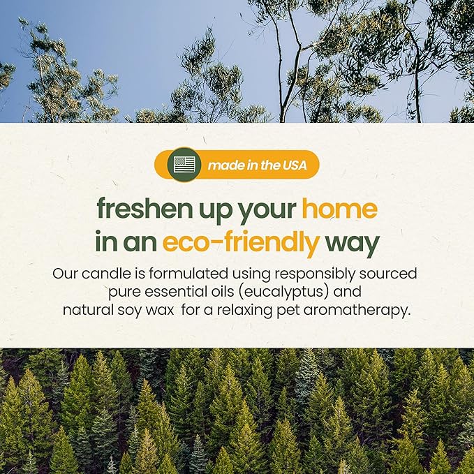Rejuvenating Eucalyptus Scented Candles for Home Decor and Pet Odor - Aromatherapy Stress Relief Soy Wax Candles - Pet Odor Eliminator for Home - Pet Friendly