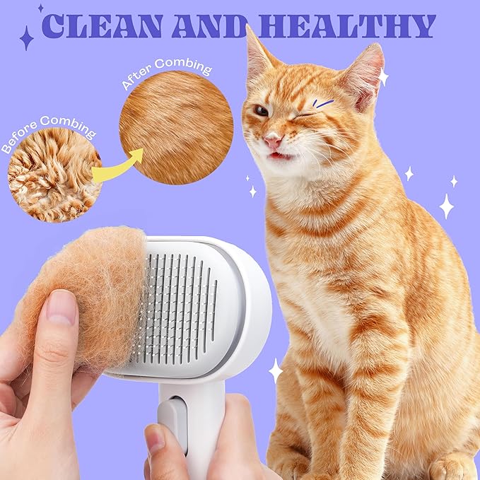 Cat Steam Brush, Rechargeable Silicone Cat Brush for Shedding, 3 in 1 Pet Hair Removal Tool, Self Cleaning Steamy Cat Brush for Massage, Dog Brush for Shedding, Cat&Dog Hair Remover, Cat Accessories