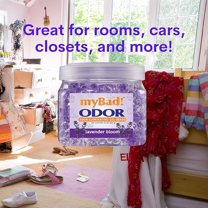 Odor Eliminator Essential Oil Gel Beads 12 oz - Air Freshener - Eliminates Odors in Bathroom, Pet Area, Closets, RVs, Pet Areas (Lavender Bloom, 1 Pack)