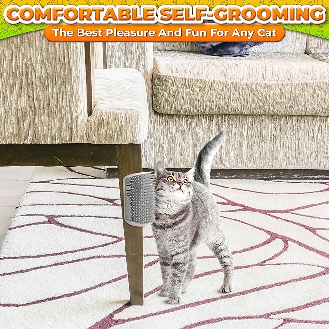 Cat Corner Scratcher - Cat Self Groomer for Indoor Cats Corner Cat Scratcher Brush Cat Face Scratchers Cat Rubbing Corner Scratcher - Cat Wall Brush Cat Corner Brush Cat Scratchers for Indoor Cats