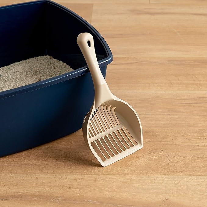 IRIS USA Jumbo Plastic Cat Litter Scoop, 2 Pack, Sturdy Easy to Use Kitty Litter Scoop with Small and Large Slots for Clay Pine Tofu Paper Various Cat Litter Types, Almond