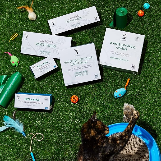 EcoLeo, Compatible with Litter-Robot 3, Plant-Derived and Plastic-free, Handle Waste Drawer Liner Bags, Thick, for Automatic Litter Box, Compatible with Leo's Loo