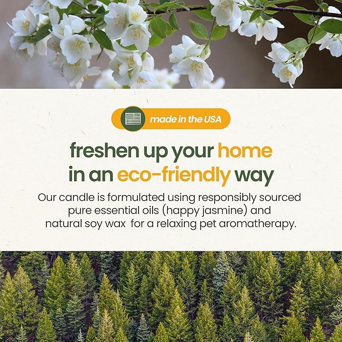 Pet Odor Eliminator Candle Happy Jasmine Scented Candles for Home Decor - Calming Candles Aromatherapy, Soy Wax Pet Candles Odor Eliminator for Home - Pet Friendly Candles by Gerrard Larriett