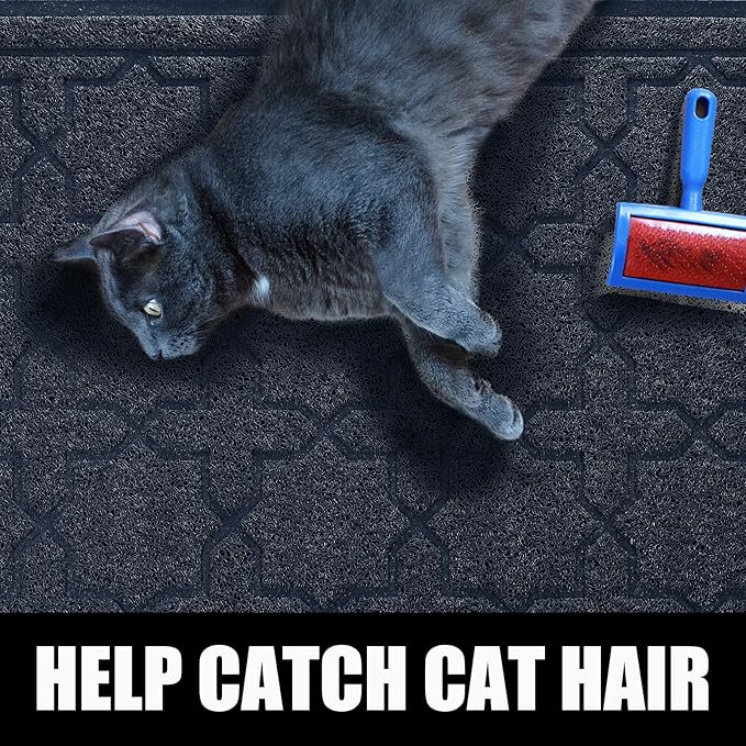 Yimobra Cat Litter Mat, 24"x20" Litter Mat with Litter Lock Mesh, Soft Cat Litter Mat Litter Trapping Mat, Easy to Clean, Non-Slip, Water Resistant, Litter Free Floors, Dark Blue