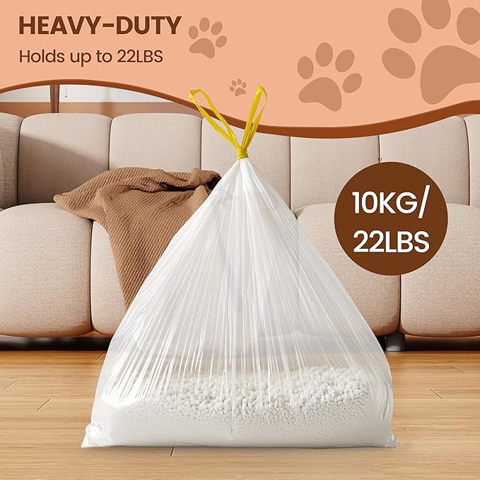 Self-Cleaning Cat Litter Box 20 Count Cat Litter Box Liners, 2.5Mils Thick Cat Litter Bags - Replacement Liners with Drawstring, Heavy Duty - 26" x 16", Compatible with Self-Cleaning Cat Litter Box