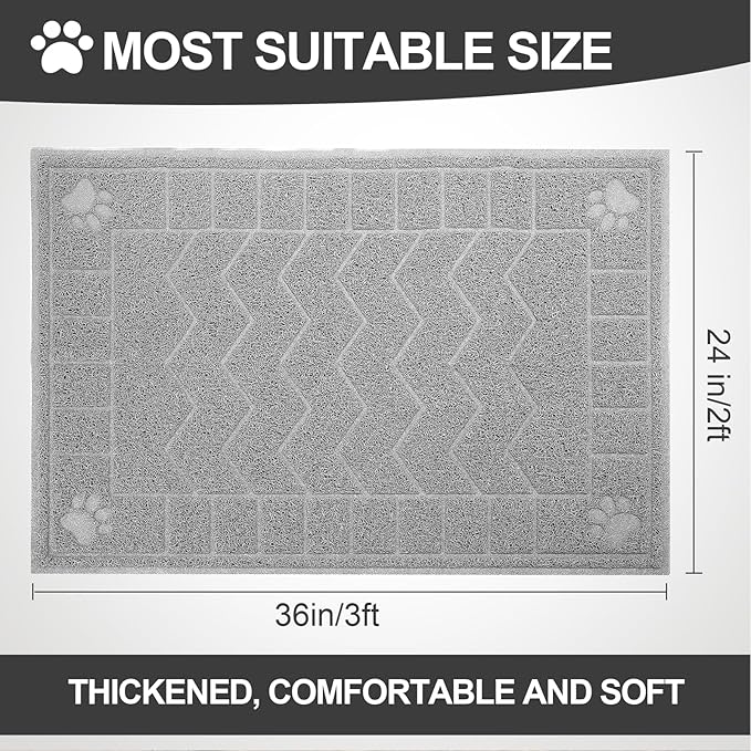 Cat Litter Mat, Litter Trapping Mat Soft on Kitty Paws, 35" x 24" Kitten Litter Box Mat for Cleaner Floors, Waterproof, Easy Clean, Durable Large Size Cat Litter Pad for Kitten.