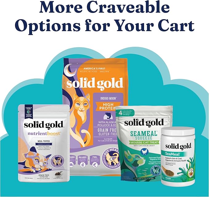 Solid Gold Wet Cat Food Shreds in Gravy - Canned Cat Food Made w/Real Tuna & Sea Bream - Five Oceans Grain Free 16ct/6oz Can