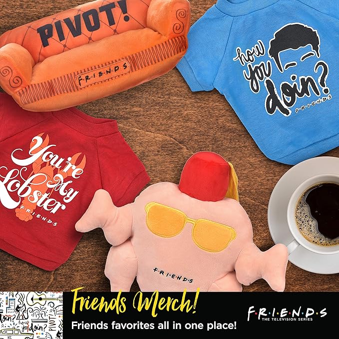 Friends Dog Toy, Orange Sofa Pivot Couch from Friends TV Show Stuffed Animal Dog Toy, Friends TV Show Merchandise Plush Dog Toy, 10" (FF13115)