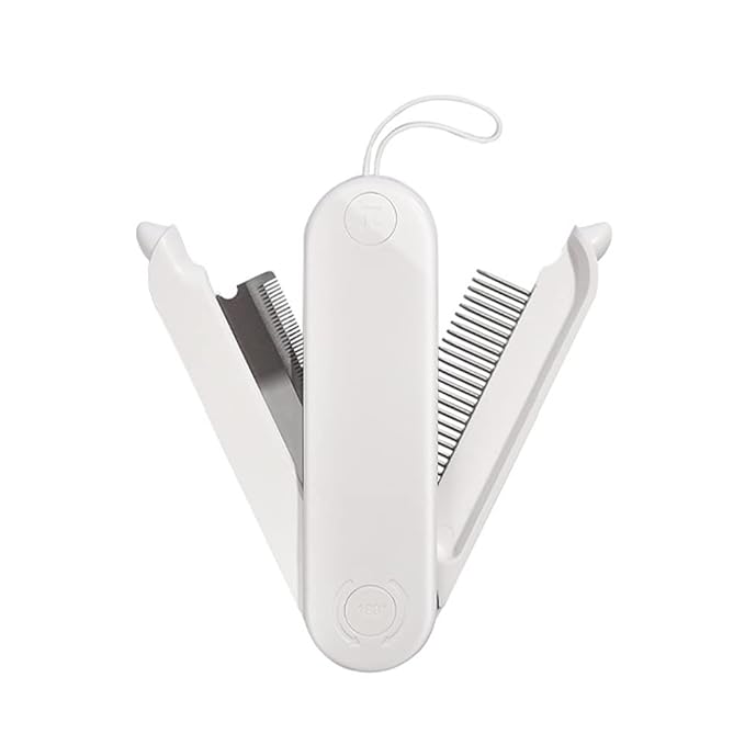 2-Sided Pet Grooming Brush for Dogs & Cats, Self-Cleaning Sliver Brush for pet - Comb for Grooming Long Haired & Short Haired Dogs, Cats, Rabbits & More - Deshedding Tool, Cat Brush (White)