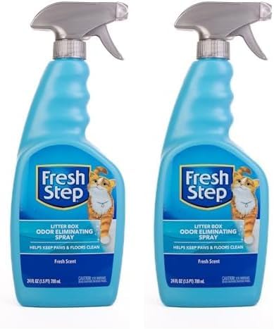 Fresh Step Cat Litter Box Odor Eliminating Spray | Cat Deodorizer Spray for Litter Box | Odor Neutralizing Cat Spray Cat Product for All Cat Litter | 24 Ounces (Pack of 2)
