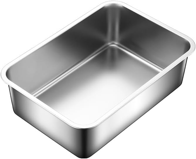Stainless Steel Cat Litter Box - Scoop Free Cat Litter Boxes, Metal Litter Box, Stainless Steel Litter Box Easy to Clean, High Sided Litter Box, Ideal for Cats Rabbits Hamsters(Small)