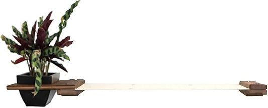 Catastrophic Creations Cat Planter Lounge Cat Hammock — 33-Inch Brown/Natural Canvas— Cat Wall Shelf— Cat Wall Furniture — Cat Climbing Shelves — Cat Floating Shelves — Cat Wall Hammock