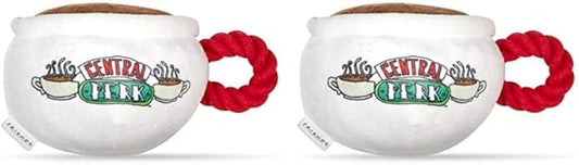 Central Perk Coffee Mug Plush Dog Toy with Rope Handle| Soft Cute Squeaky Toy for All Dogs | Stuffed Dog Toys with Squeaker Noise for Added Fun, Friends Memorabilia (Pack of 2)