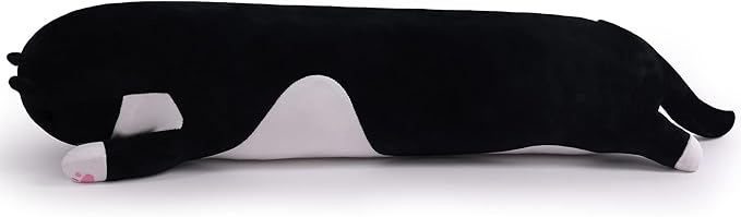 Long Plush Cat Toy Pillow Stuffed Animal Cat Kids Plush Toy Pillow for Kids and Girls Toy Doll (Black&White,90cm/35.4in)