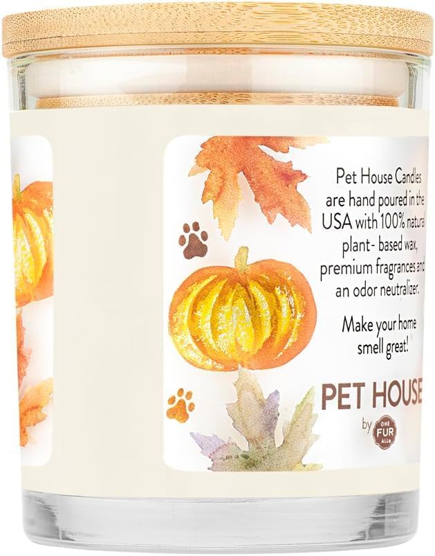One Fur All Pet House Pumpkin Spice Candles Plant-Based/Soy Candle - Clean Burning Scented Candles, Long Lasting Pet Odor Candle for Home - 4 Pack