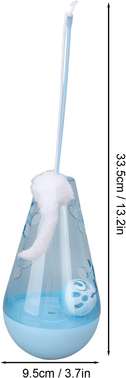 EVTSCAN Cat Roly Poly Toy Cat Built in Bell Ball Interactive Snack Toy with Plush Mouse Cat Stick for Indoor Cats Kittens(Blue)