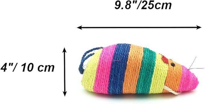 Sisal Mouse Toy for Cats, Cat Scratching Toy Big Sisal Mouse Toy with Rattling Sound for Cats (Multicolored)