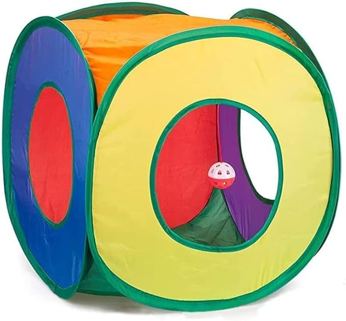 Cat Tunnel with Play Ball, Interactive Peek-a-Boo Cat Toys Cat Tube Toy, Colorful Cat Cube