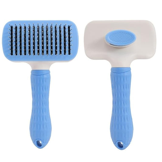 Cleaning Slicker Brush, Cat Brush with Release Button, Dog Shedding Brush for Grooming, Cat Comb Pet Massage Tool Suitable for Long or Short Pet Hair Cleaner, Removes Tangles & Loose Fur（Square）
