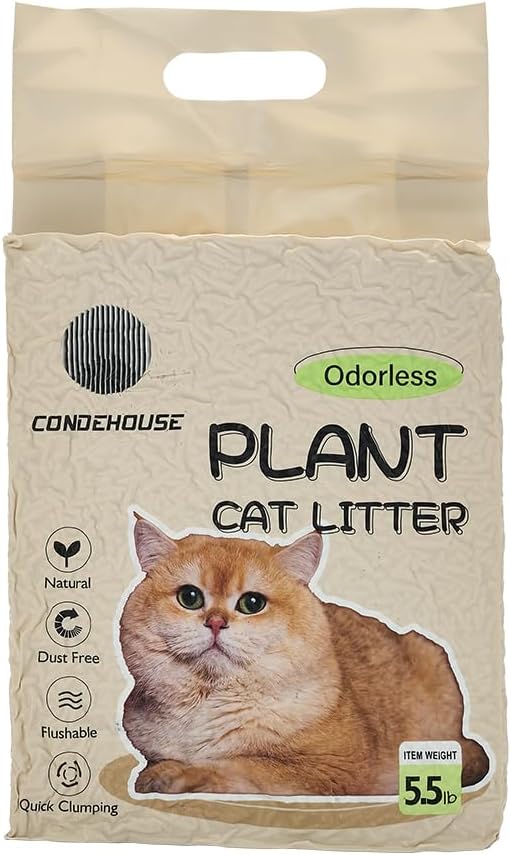 Cat Litter,Clumping Cat Litters,Odor Control and Unscented Ultra Absorbent Water Flushable Bentonite Tofu Cat Litter,Dust-Free,5.5 lbs/Bag Odorless
