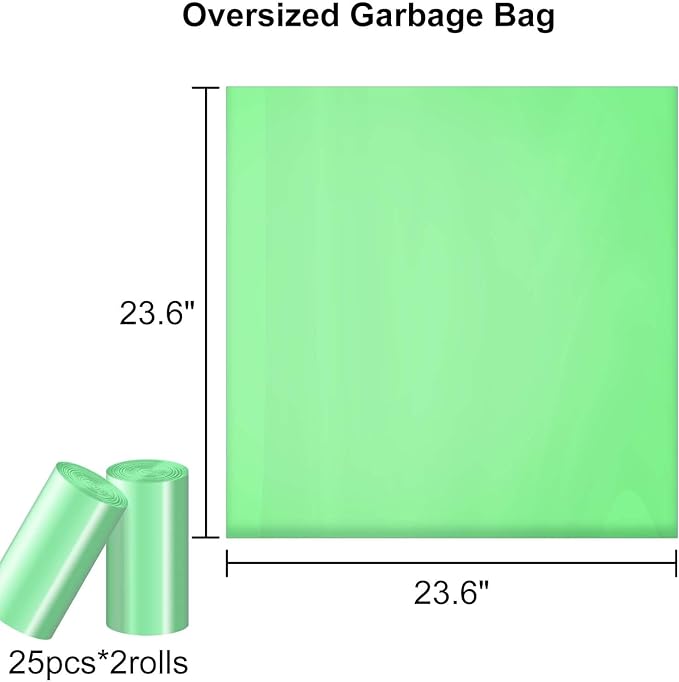 Cat Waste Drawer Liners, 25 Count Per Roll, 2 Rolls Pack, Durable and Tear-Resistant, Fits 9-11 Gallon Drawers, Versatile Use for cat litter box liners, kitchen,office,home, car trash can.