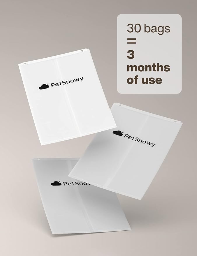 SNOW+ Cat Litter Box Liners, Self-Sealing Waste Drawer Bags for Automatic Cat Litter Box, 30 Pcs