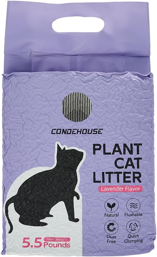 Cat Litter,Strong Clumping Cat Litters,Odor Control and Unscented Ultra Absorbent Water Flushable Bentonite Tofu Cat Litter,Dust-Free,5.5 lbs/Bag Lavender Flavor
